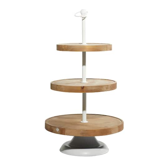 Brown Wood Farmhouse Tiered Server, 16" x 29"